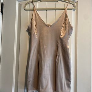 Satin formal champagne mini dress